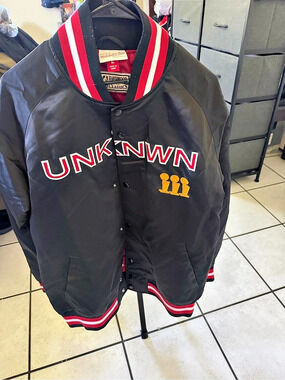 Unknown Men's Black & Red Varsity Jacket Size Medium